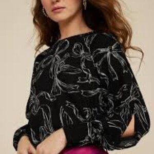 NWT Maurices Women's Fallon Bow Print Blouse Size Large